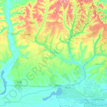 Ado Odo/Ota topographic map, elevation, terrain