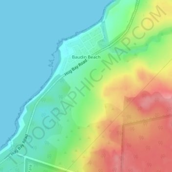 Baudin Beach topographic map, elevation, terrain