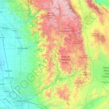 Kern River topographic map, elevation, terrain