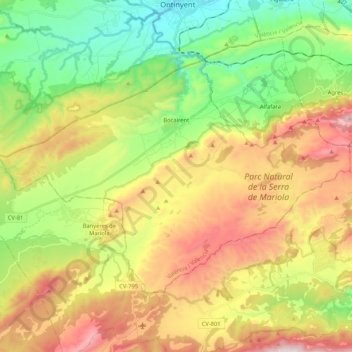 Bocairent topographic map, elevation, terrain
