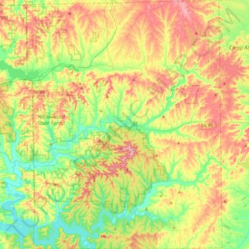Brown County topographic map, elevation, terrain