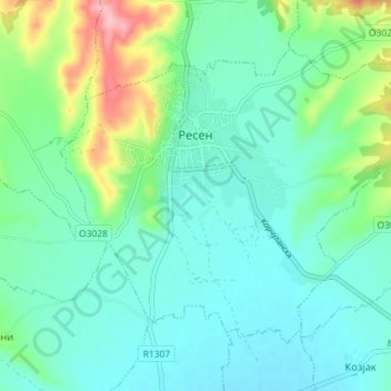 Resen topographic map, elevation, terrain