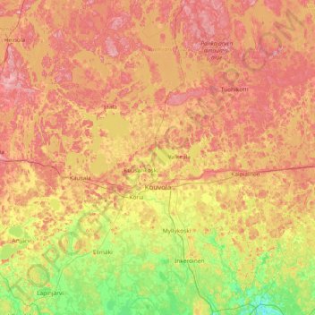 Kouvola topographic map, elevation, terrain