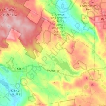 Monterey topographic map, elevation, terrain