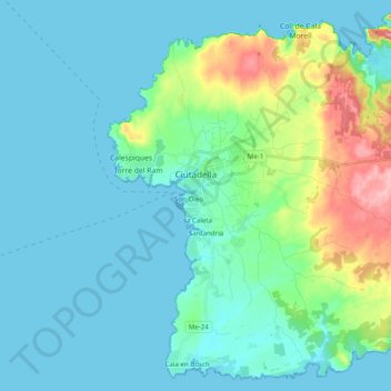 Ciutadella topographic map, elevation, terrain