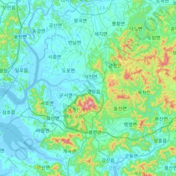 Yeongam-gun topographic map, elevation, terrain