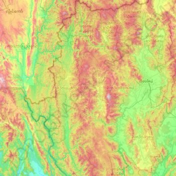 Mae Hong Son (provincie) topographic map, elevation, terrain