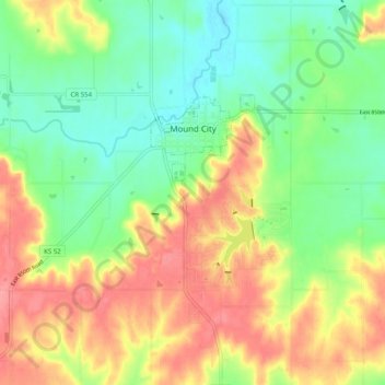 Mound City topographic map, elevation, terrain