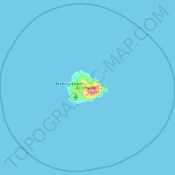 Ascension Island topographic map, elevation, terrain