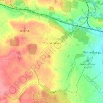 Thorpe Salvin topographic map, elevation, terrain