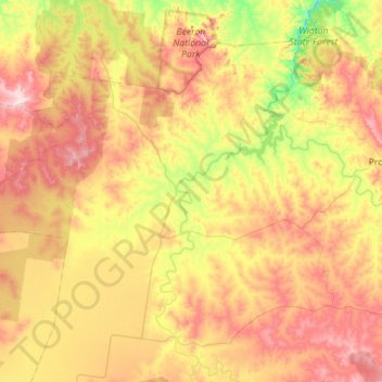 Boyne River topographic map, elevation, terrain