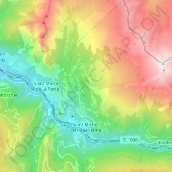 Saint-Michel-de-Maurienne topographic map, elevation, terrain