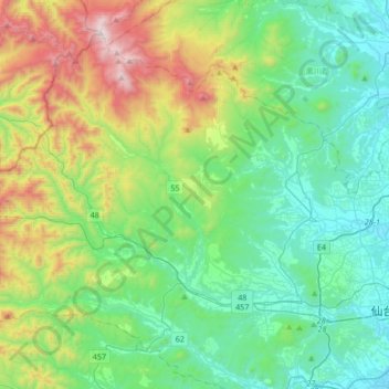 青葉区 topographic map, elevation, terrain