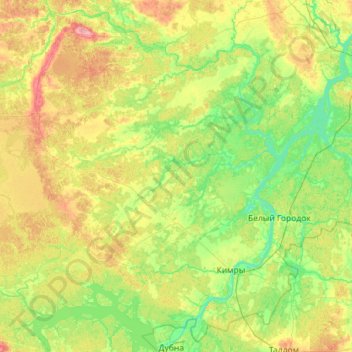 Кимрский муниципальный округ topographic map, elevation, terrain