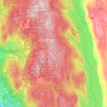 Pelham topographic map, elevation, terrain