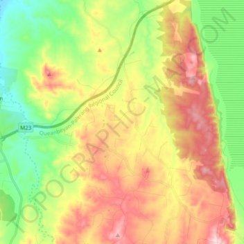 Bywong topographic map, elevation, terrain