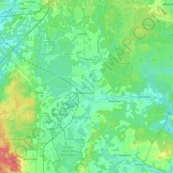 Wietzendorf topographic map, elevation, terrain