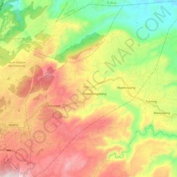 Mawpat topographic map, elevation, terrain