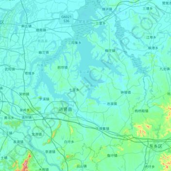Jinxian County topographic map, elevation, terrain