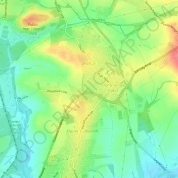 Shafton topographic map, elevation, terrain