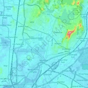 Mithi River topographic map, elevation, terrain