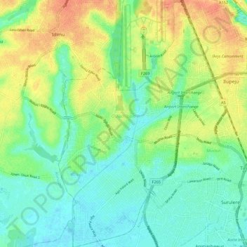 Oshodi/Isolo topographic map, elevation, terrain