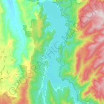 Blowering Reservoir topographic map, elevation, terrain