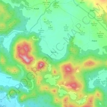 Komić topographic map, elevation, terrain