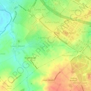 Fairfields topographic map, elevation, terrain