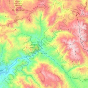 Bashkia Librazhd topographic map, elevation, terrain