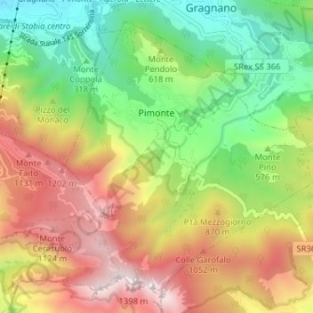 Pimonte topographic map, elevation, terrain