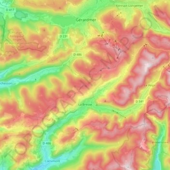La Bresse topographic map, elevation, terrain