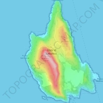 Isola di Levanzo topographic map, elevation, terrain