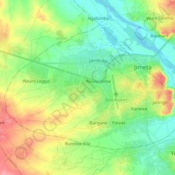 Yola South topographic map, elevation, terrain