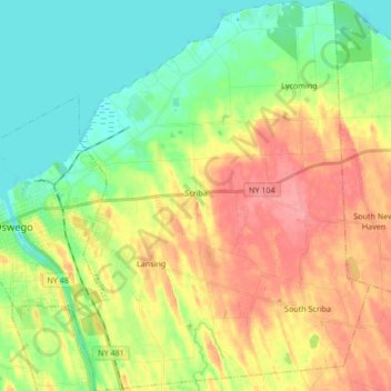 Town of Scriba topographic map, elevation, terrain