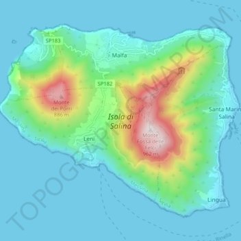 Isola di Salina topographic map, elevation, terrain
