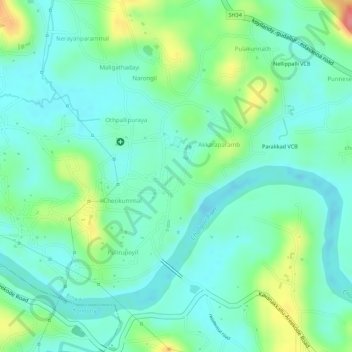 Anwarnagar Kuniyil topographic map, elevation, terrain