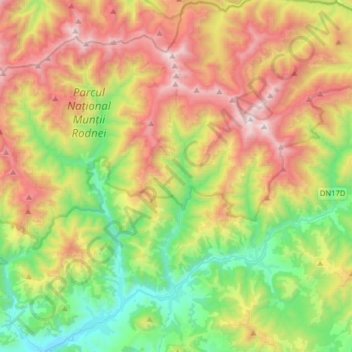 Rodna topographic map, elevation, terrain