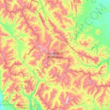 Scapegoat Wilderness Area topographic map, elevation, terrain