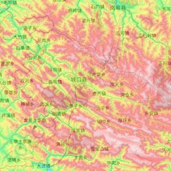 Chengkou County topographic map, elevation, terrain