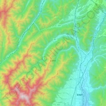 辰野町 topographic map, elevation, terrain