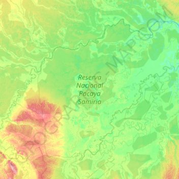 Pacaya Samiria National Reserve topographic map, elevation, terrain