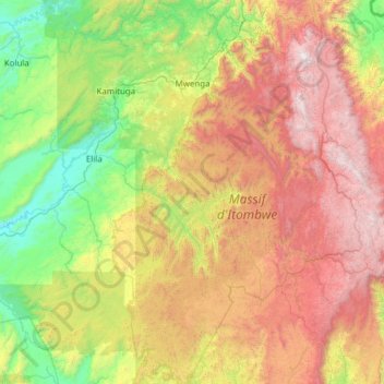 Mwenga topographic map, elevation, terrain