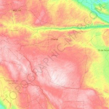 Chanal topographic map, elevation, terrain