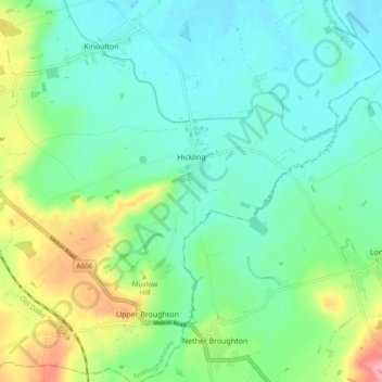 Hickling topographic map, elevation, terrain