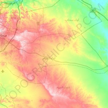 Muaqqar Sub-District topographic map, elevation, terrain