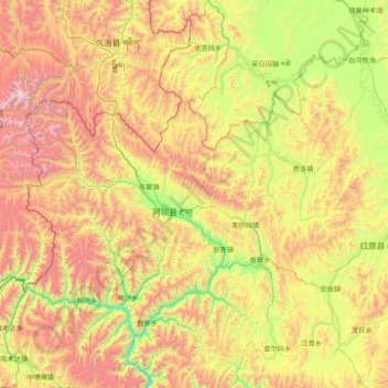 Ngawa topographic map, elevation, terrain