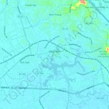 Vĩnh Yên topographic map, elevation, terrain