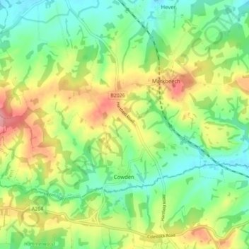 Cowden topographic map, elevation, terrain