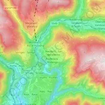 Rodeneck topographic map, elevation, terrain